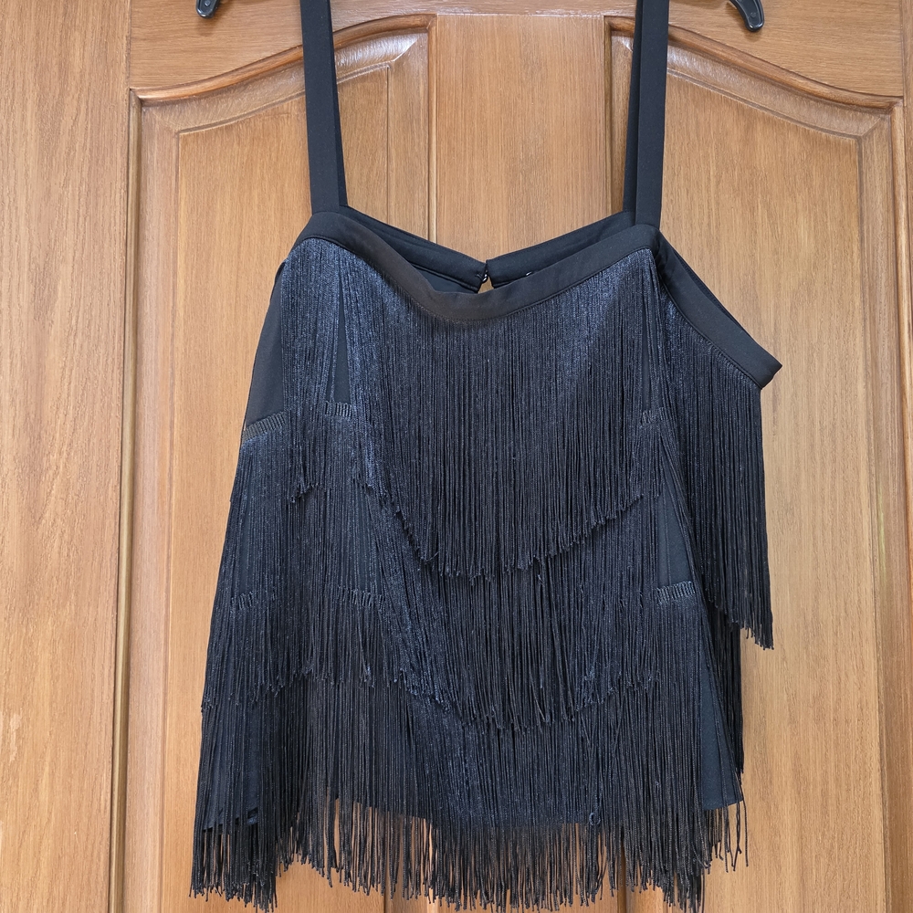 Ann Taylor Black Asymmetrical Ruffled Camisole